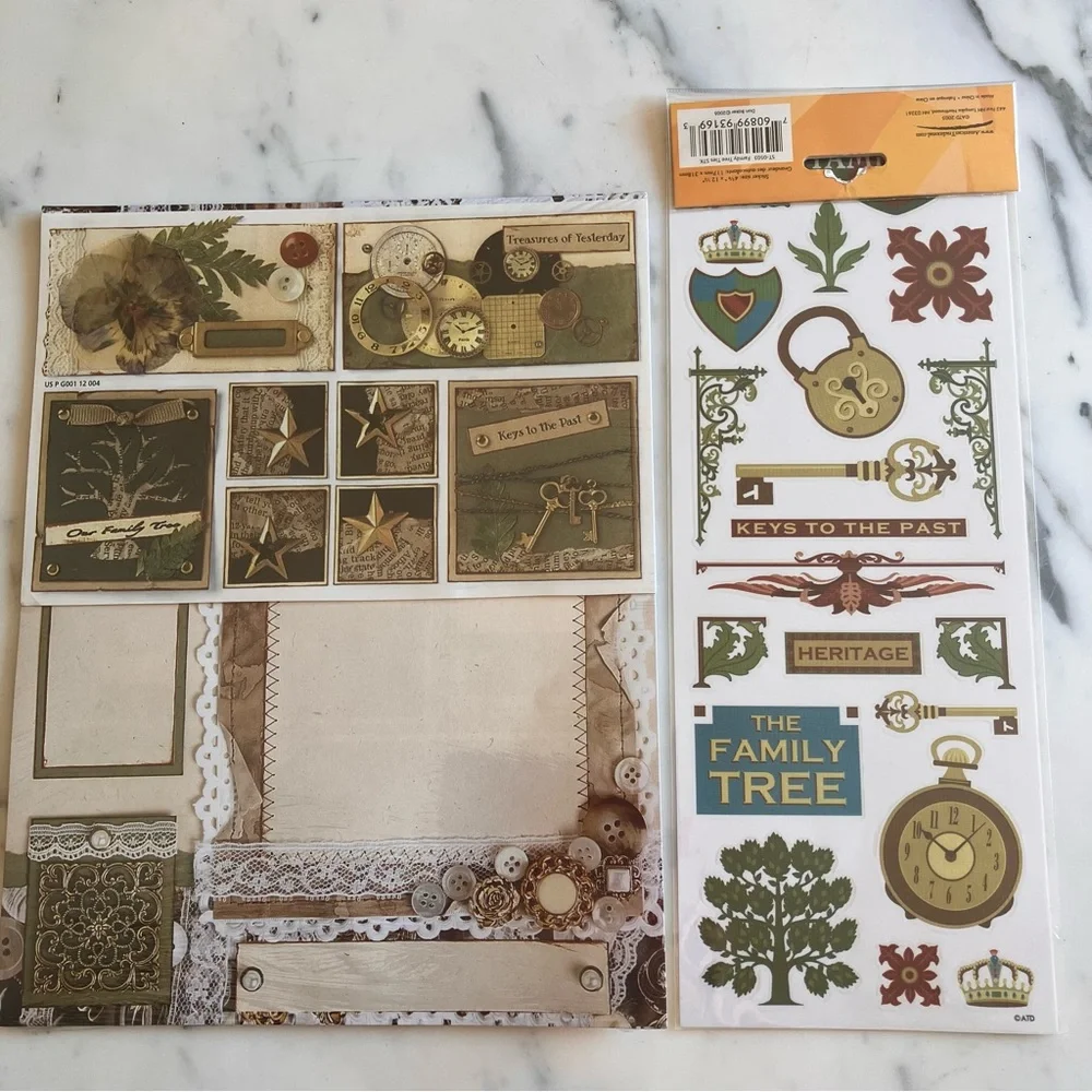 29 pages‎ Family Tree theme 12x12 paper with coordinated stickers